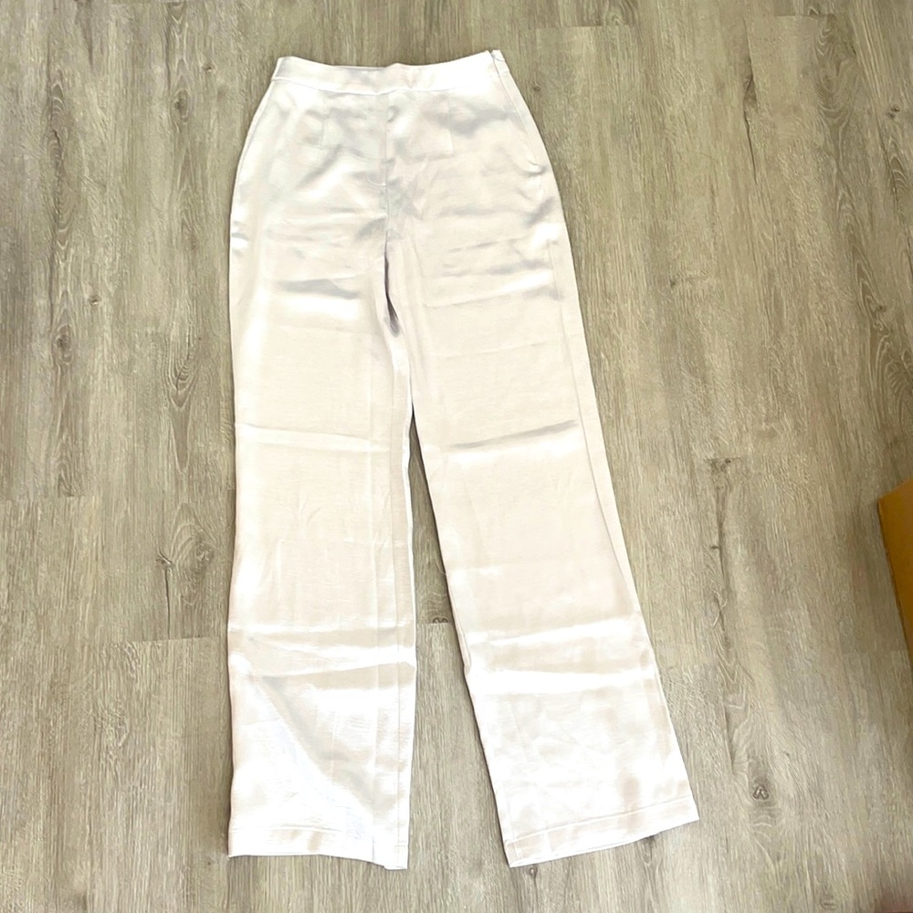 Silver wide leg satin trouser